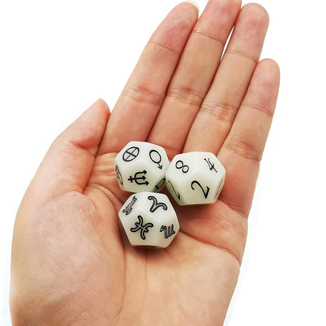 Foto 4 de 8 de Bescon 3 Pieces Astrological Dice Set, Constellation Divination D12 Dice, Glowing in Dark Effect