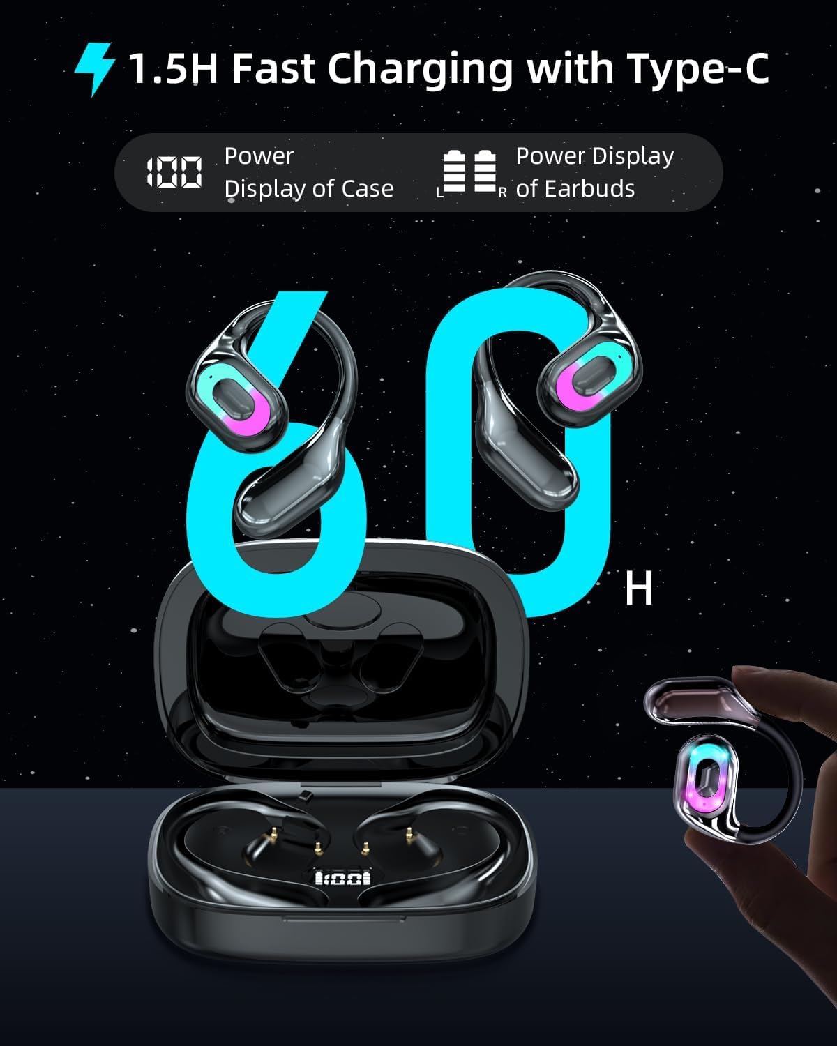 AI Translation Earbuds Real Time No Subscription, 4-in-1 Translator Earbuds 144 Languages, Audifonos Traductores Inglés Español, Bluetooth 5.4 Translation Headphones with LED Light Translate Ear Buds thumbnail