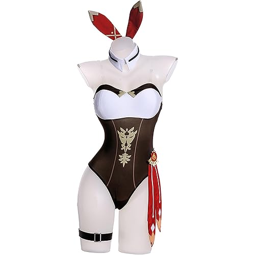 ZBQYGO Genshin Impact Beidou Yelan Sangonomiya Kokomi Anime Cosplay Bunny Girl Sexy Women One-piece Suit Costume - Amber Black - Medium
