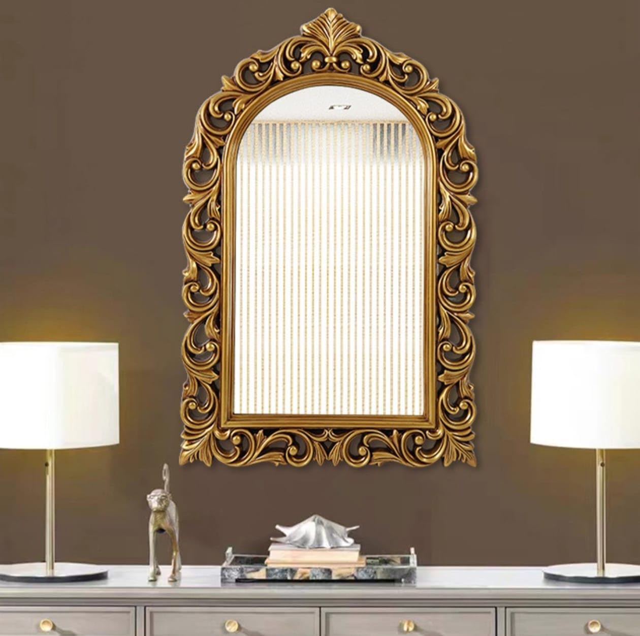 Antique Gold Wooden Mirror Frame - Handmade Wall Decor -2