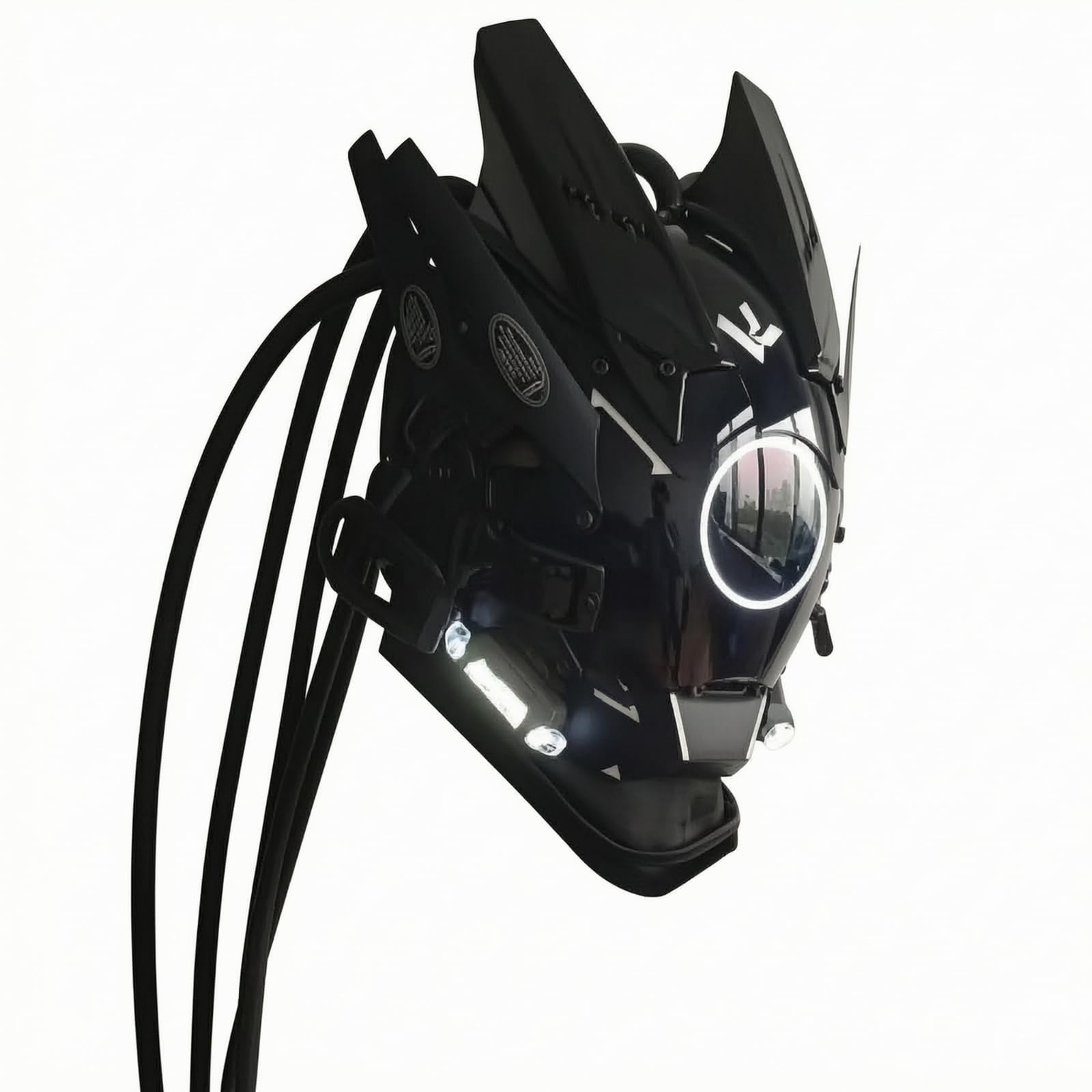 Glänzend Vollgesichtsmaske, Weiß, RundLichtFlügelGeflecht