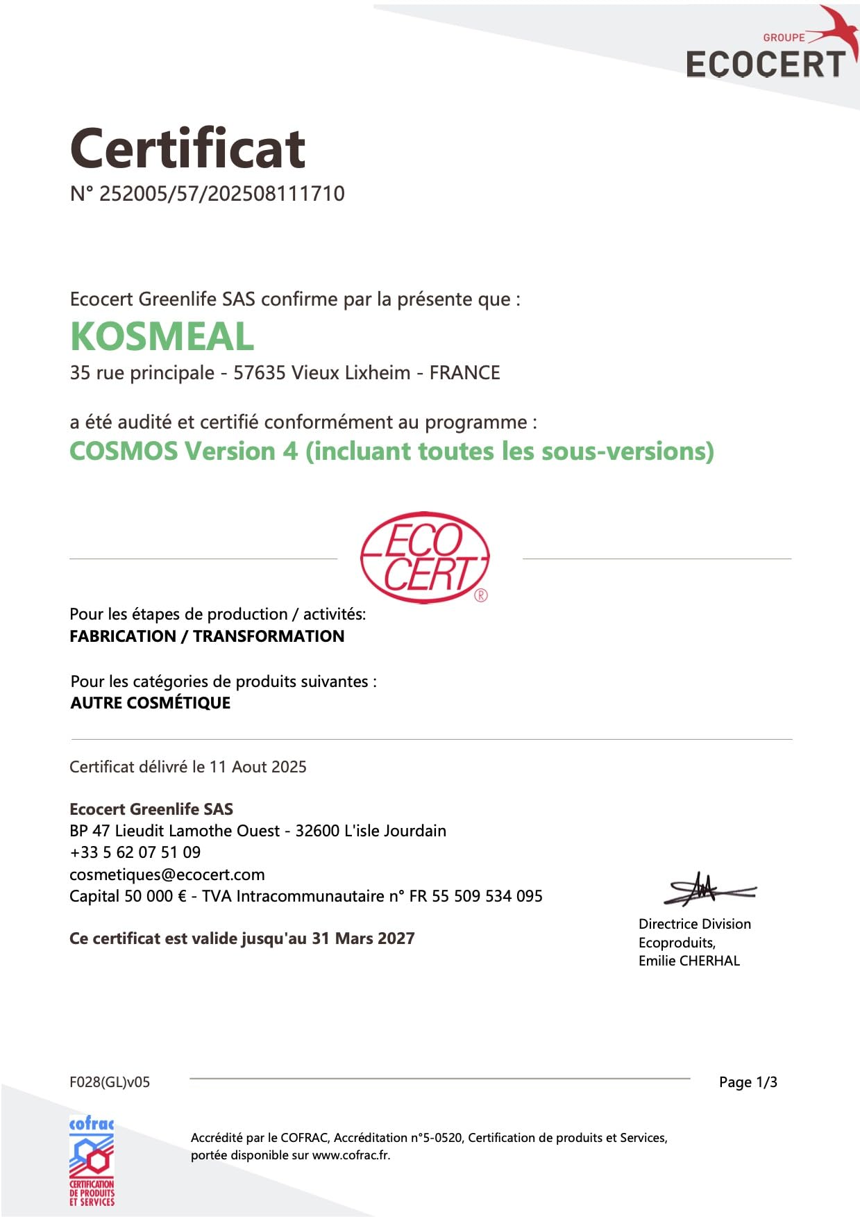 Argile Blanche Kaolin 1KG - Origine FRANCE - Certifiée COSMÉ BIO et Ecocert
