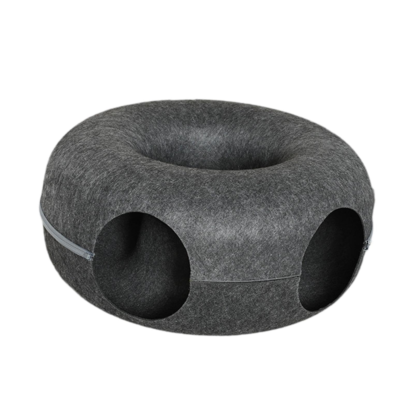 Tunnel pour en 1 avec Coussin Rond en Forme de Donut, Revêtement en Feutre et Ouverture Interactive pour Chatons et Petits Animaux, Idéal pour, Gris Foncé