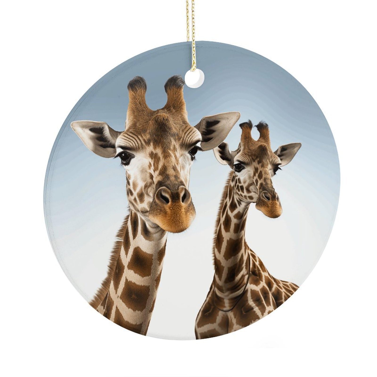 Fekiloot Style Necks Of Giraffe Christmas Ornaments 2.9 Inch Round Ceramic Ornament Keepsake Thank You Gifts For Office, Room, Home - Holiday Present Ideas