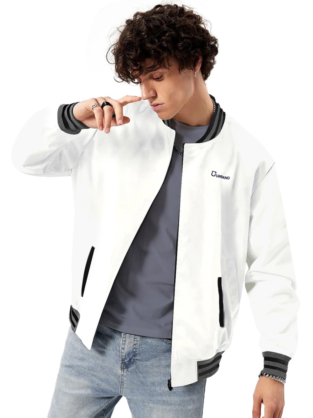 Sponsored Ad - Men's Cotton Regular Zippered Varsity Sweatshirt Jacket