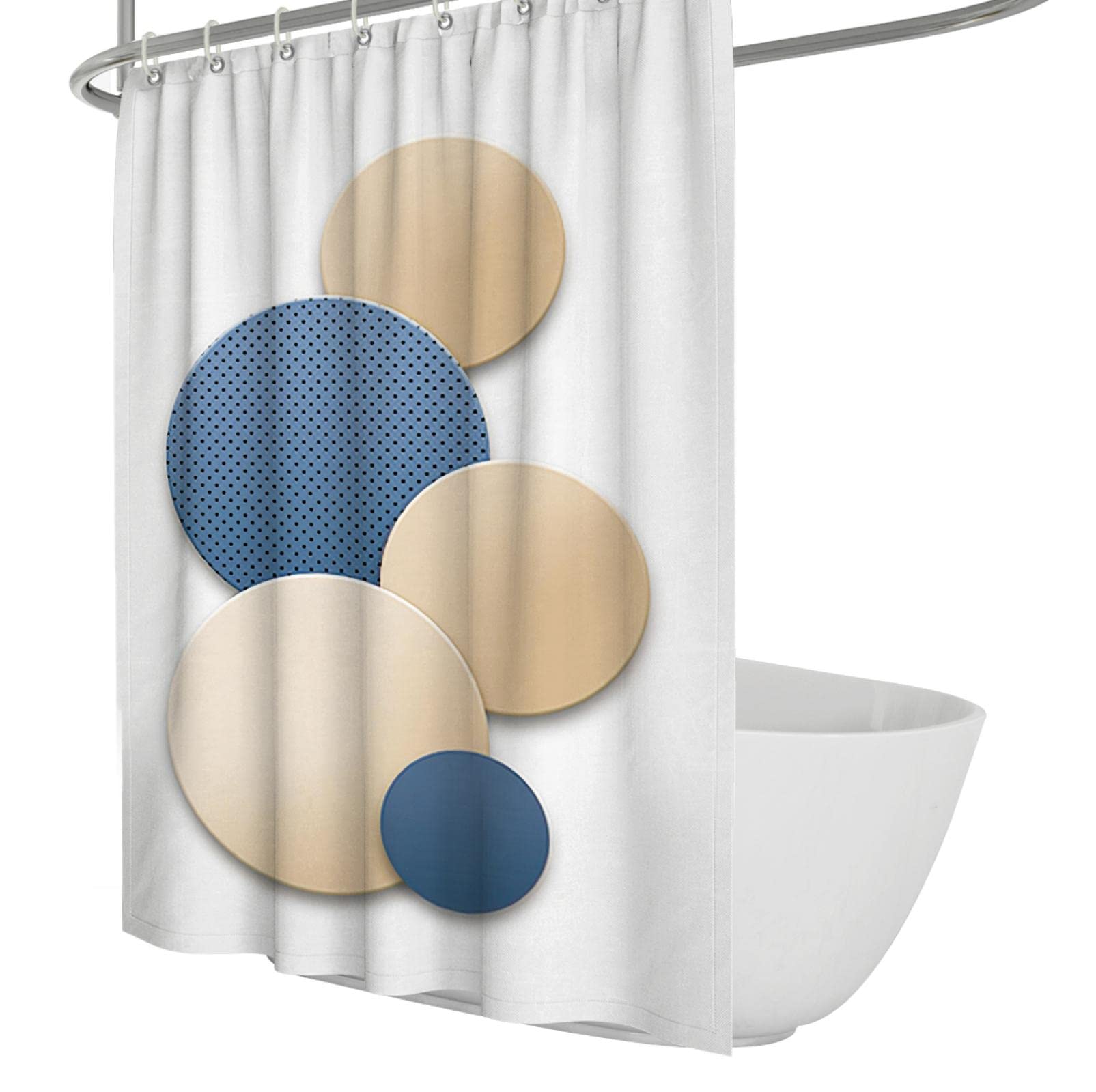 Tenda da doccia modello rotondo Set di tende da doccia blu marrone per arredamento del bagno impermeabile lavabile in tessuto vasca da bagno tenda doccia W220xL200cm