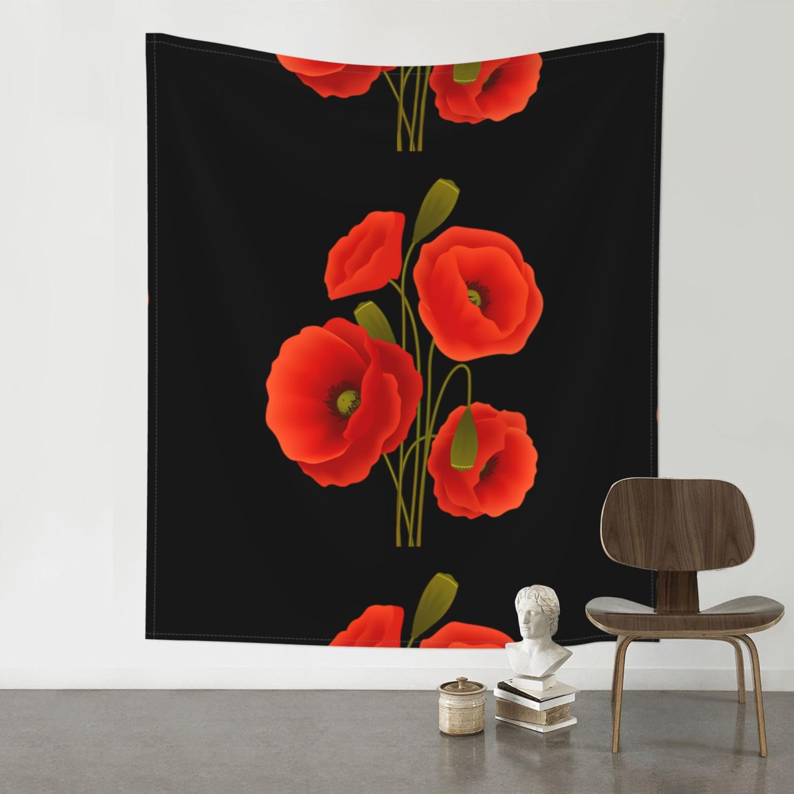YYHWHJDE poppy flowers Prints 60x51in Wall Tapestry – High-Grade Polyester Throw for Dorm, Beach & Home Decor
