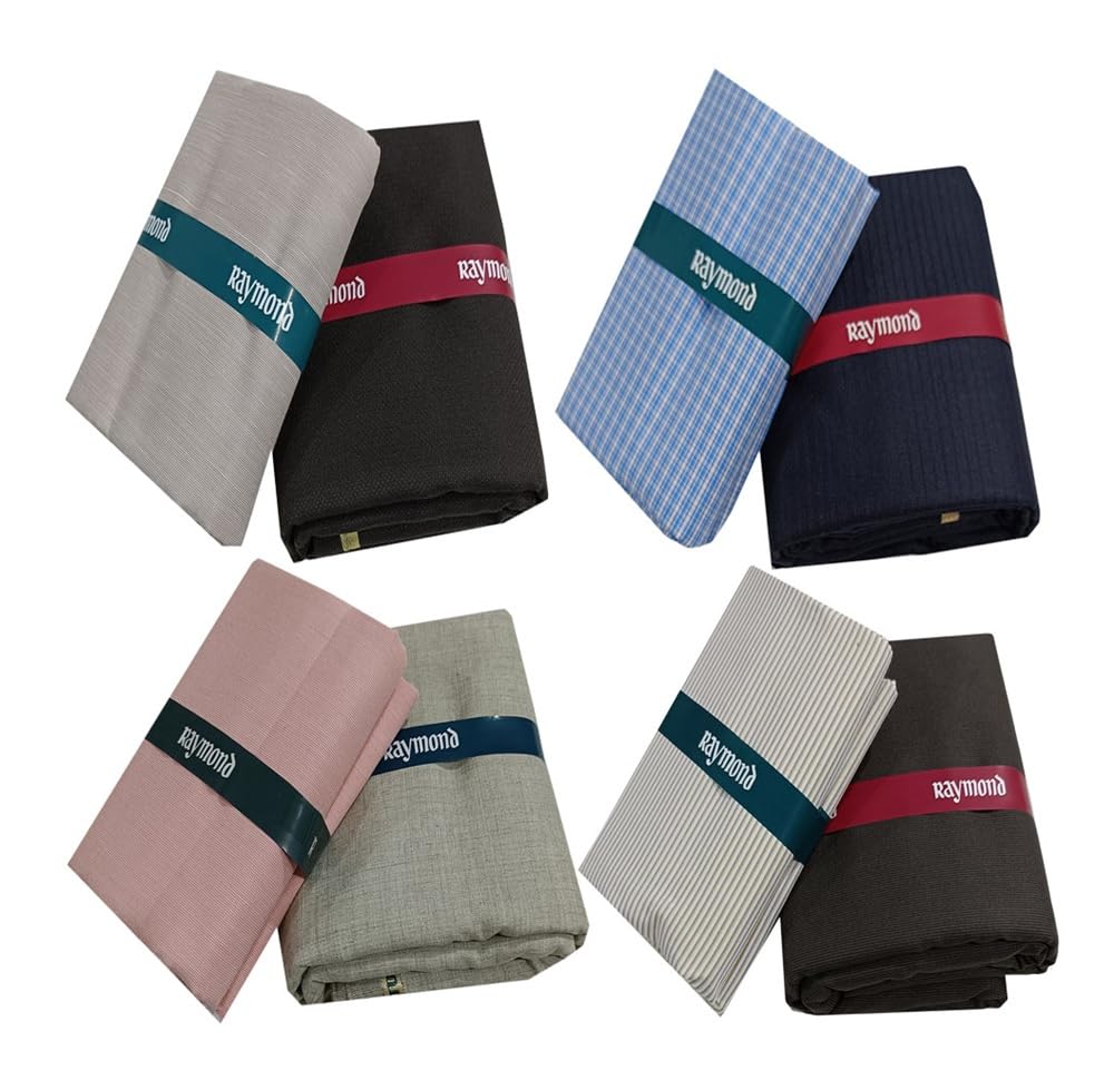 Pack of 4 Unstitched Shirt Pant Fabric Combo for Men by Raymond | Premium Cotton Blend Materials | Assorted Formal & Smart Casual Designs-image-10