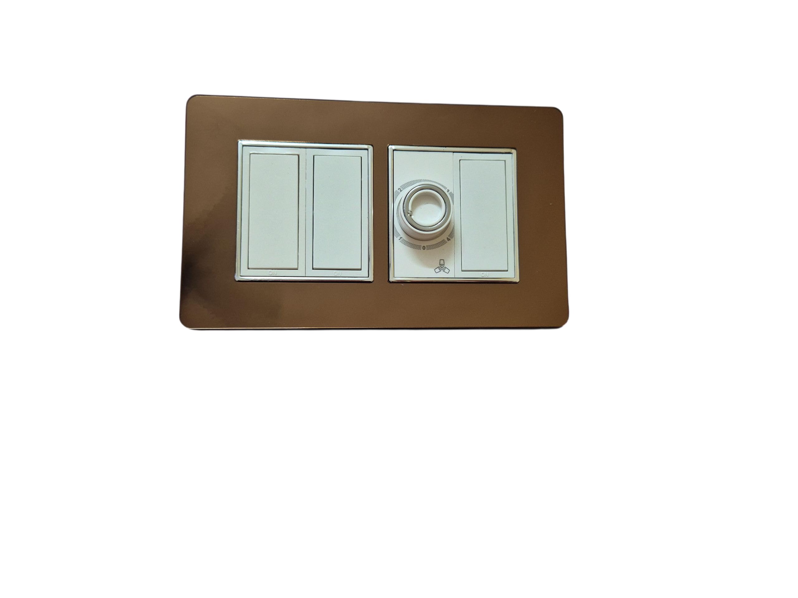 Modular 4 module switch plate with switch (Copper +flat + fan)-image-47