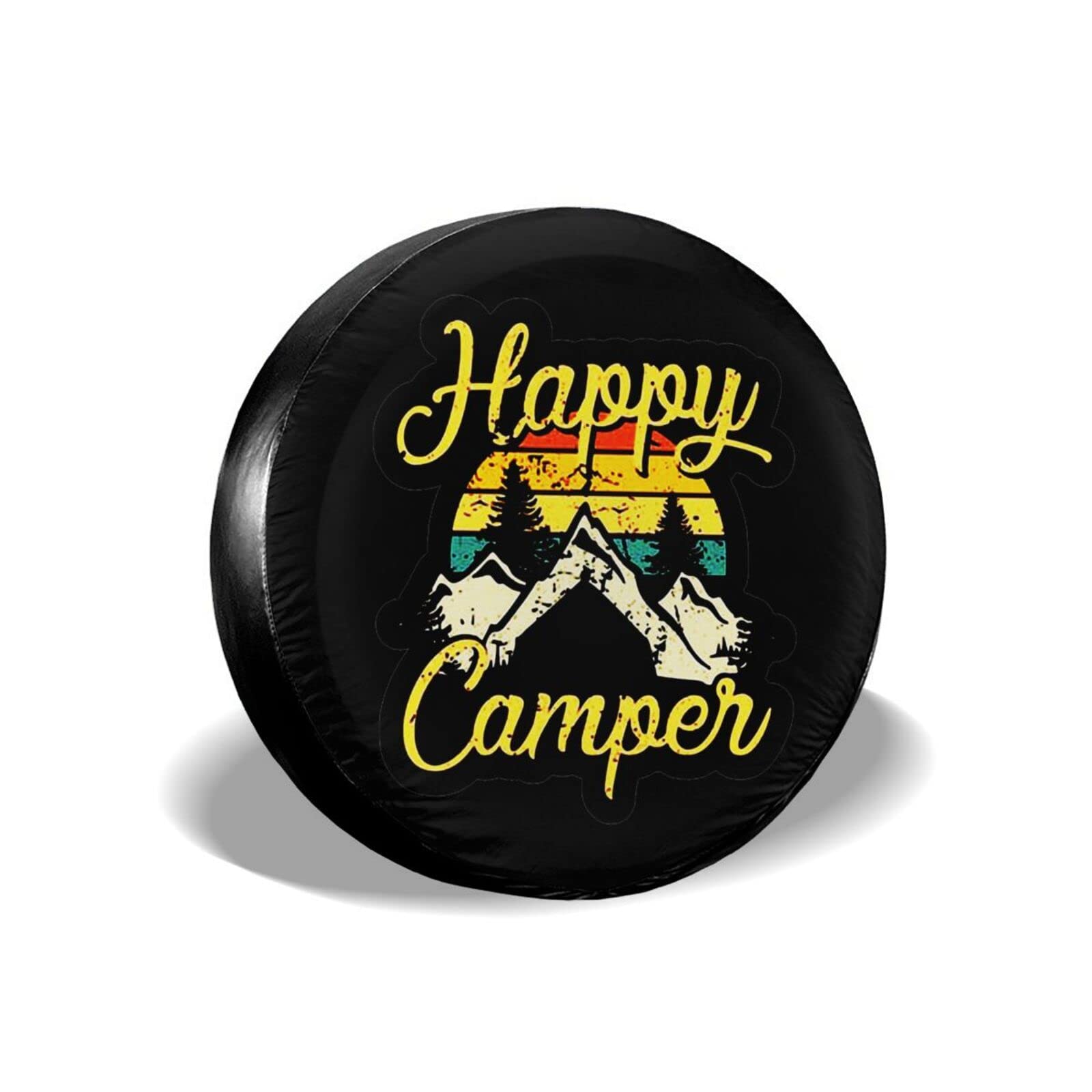 WYAOZHICI Happy Camper Spare Tire Cover Universal Tire Covers Wheel Cover Protector for Camper Truck Travel Trailer