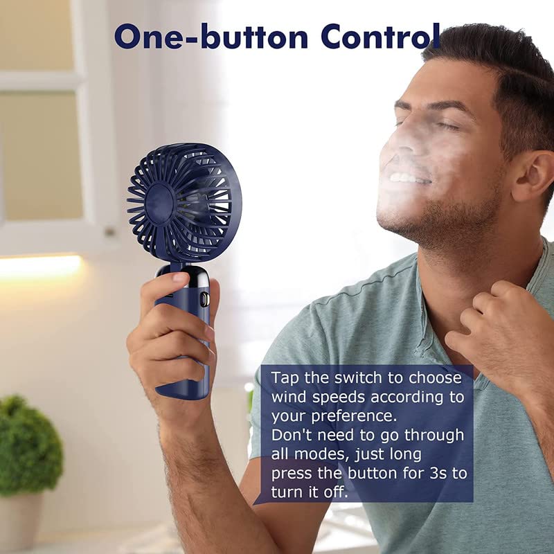 Image of Handheld Fan, USB Rechargeable Mini Portable Fan, Small 5 Speed Pocket Fan with Lanyard and Base, Built-in 4200mAh Battery Desk Fan