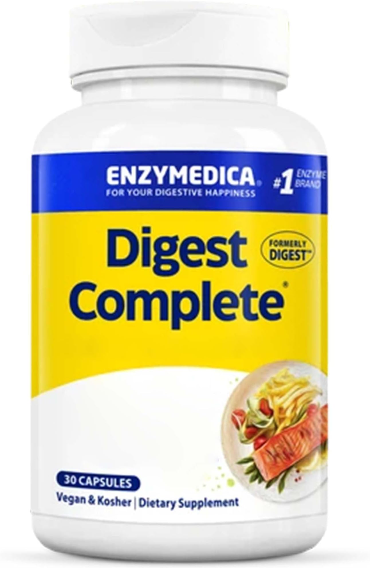 Enzymedica, Digest Complete, Digestive Enzymes, 30 Vegan Capsules, High-dose, Vegetarian, Soy-Free, Gluten-Free, Non-GMO