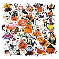 50pcs Non Repeating Halloween Stickers, Waterproof Halloween Cute Stickers Halloween Water Bottle Scrapbook Stickers Spider Pumpkin Ghost Decals for Kids Adults Party Favors Gifts
