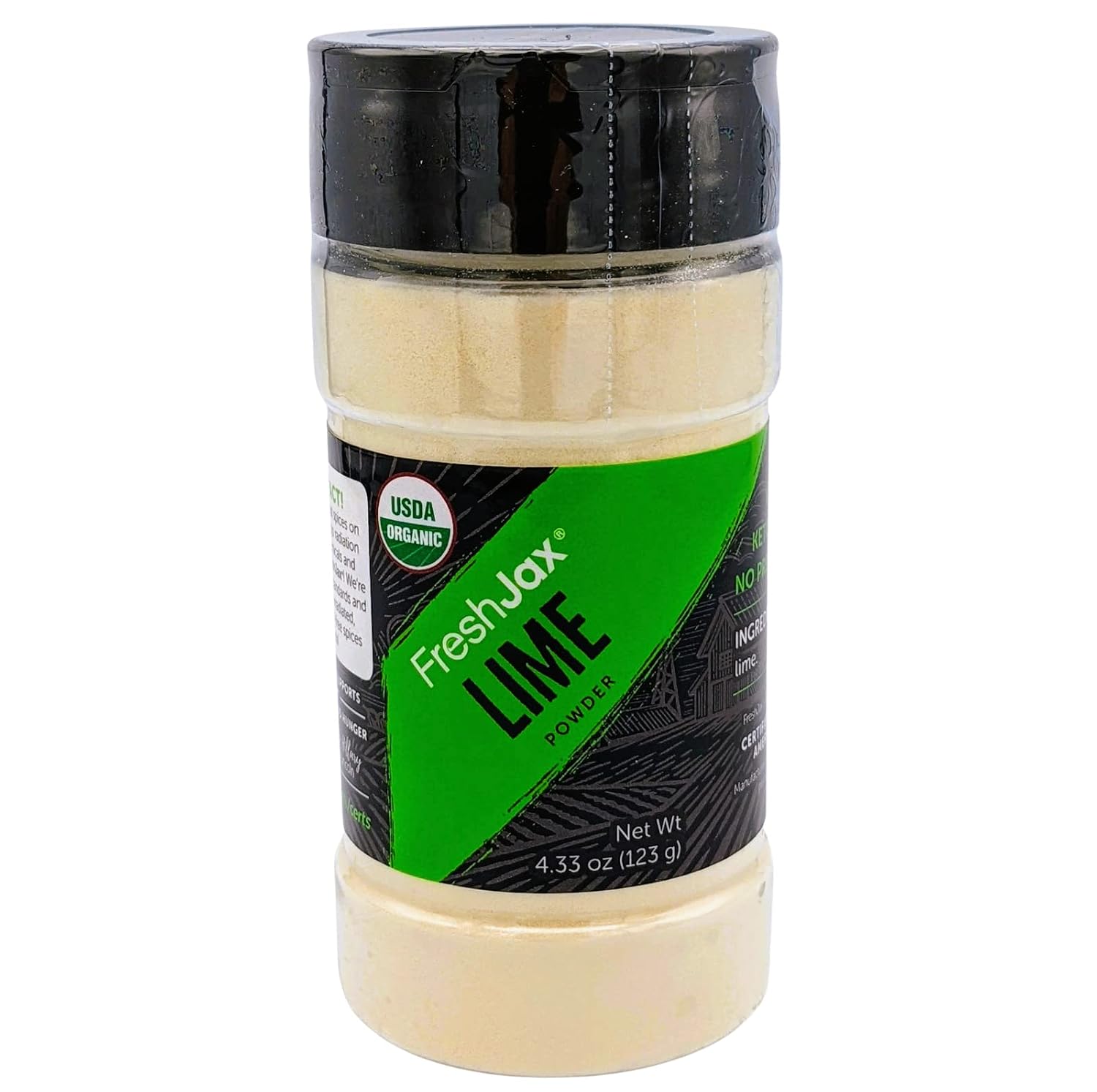 FreshJax Certified Organic Lime Powder - Large Bottle - Gift Box Included, Gluten-Free, BPA-Free