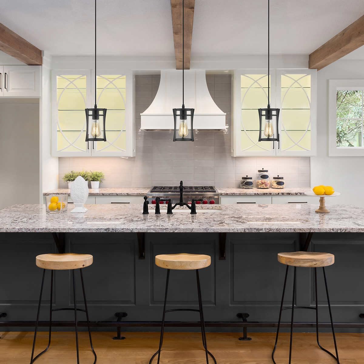 Matte Black Glass LED Pendant Light
