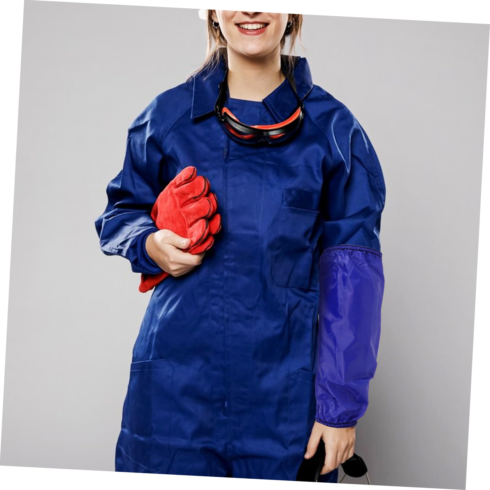 Healvian Manchons pour Bras Cuisine en Pvc Bleu, 1 Paire Imperméable