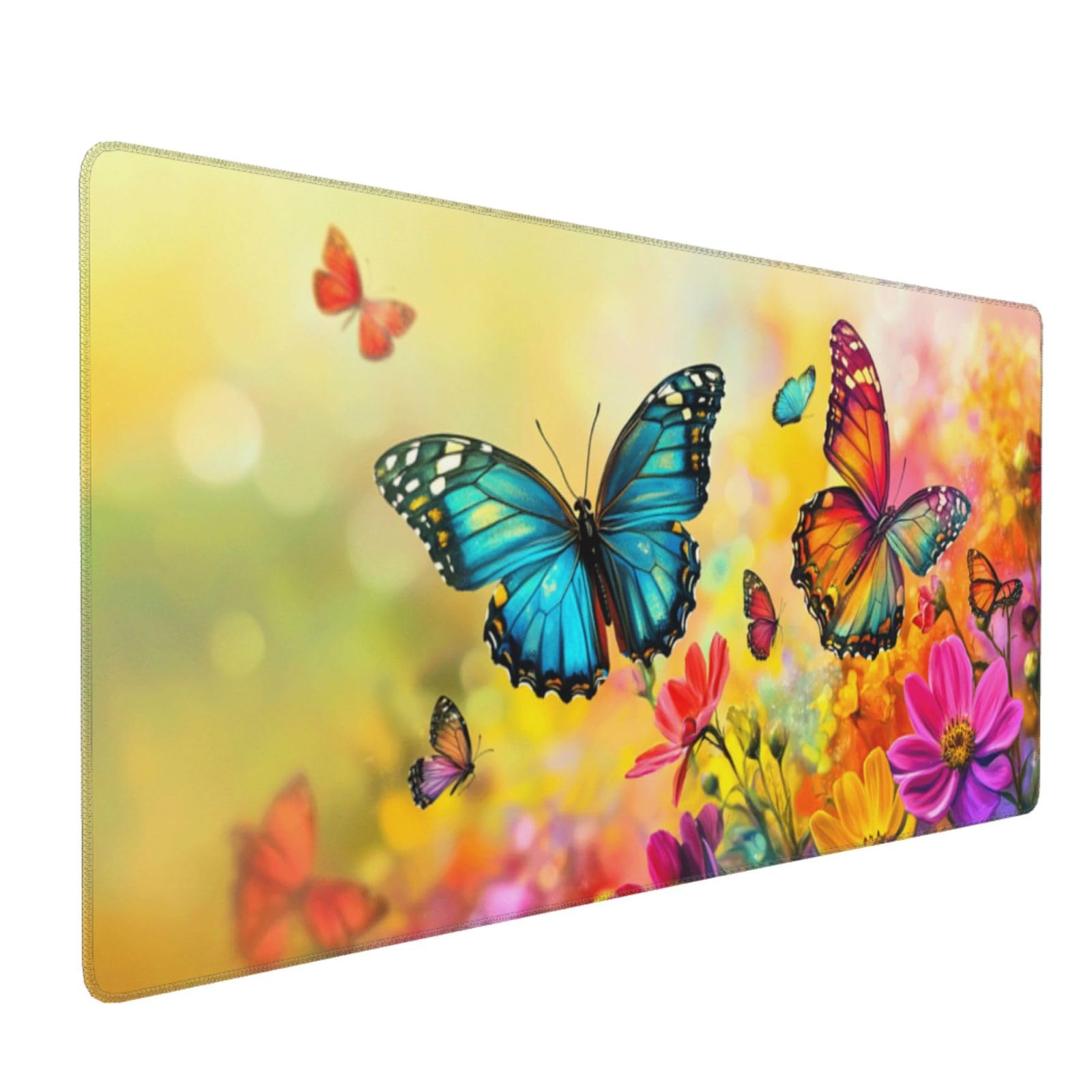 Podkładka pod mysz motyl podkładka pod mysz XXL 1200 x 600 x 4 mm ergonomiczna podkładka pod mysz dla graczy kwiatowa podkładka pod mysz, antypoślizgowa gumowa podstawa, łatwa do czyszczenia,