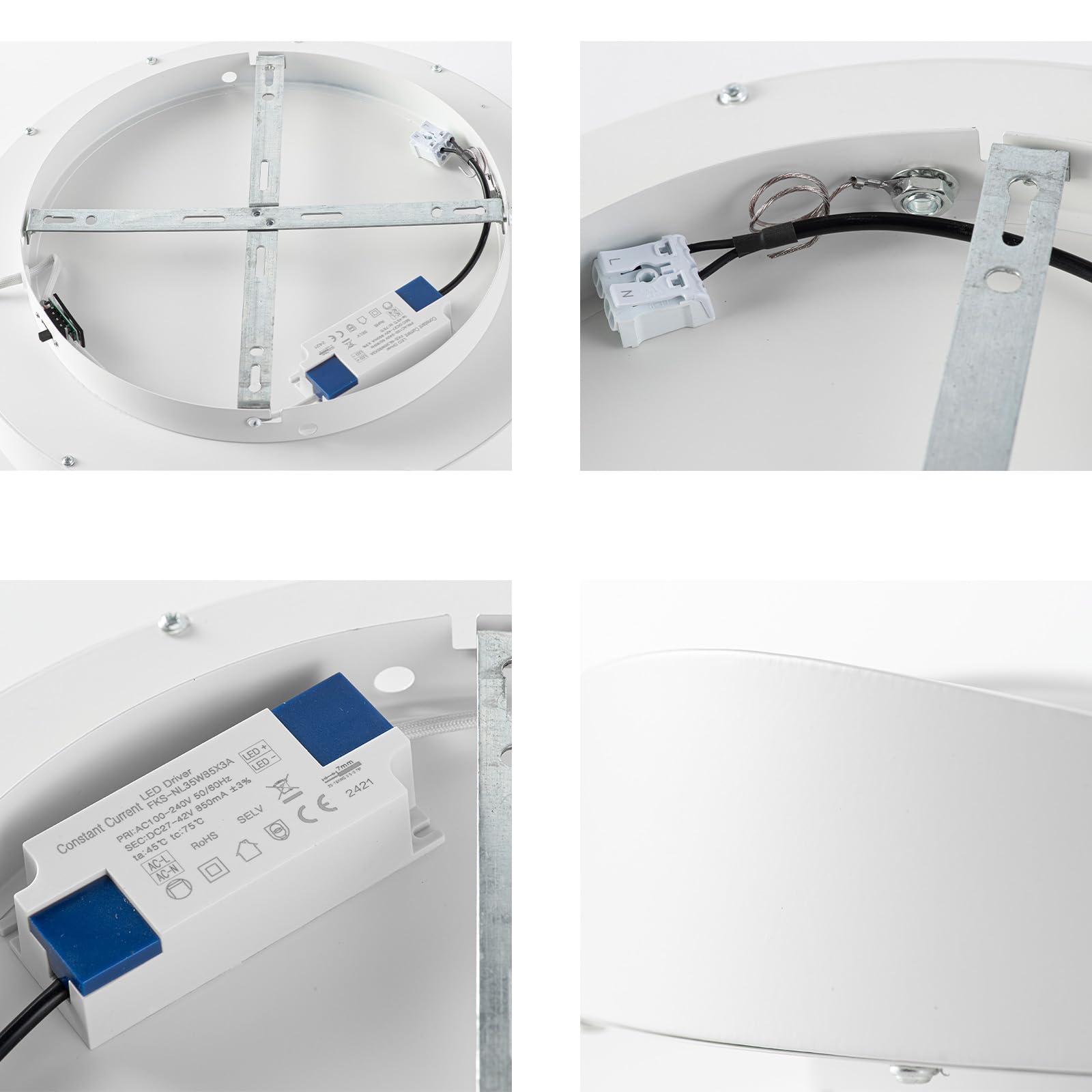 Alpinaluz Plafón LED de Techo Blanco Ø40 cm – 36 W, Luz Seleccionable 3000K/4000K/6000K – Diseño Ondulado Irregular de Acero Mate con Difusor Acrílico Opal, Estilo Moderno Nórdico