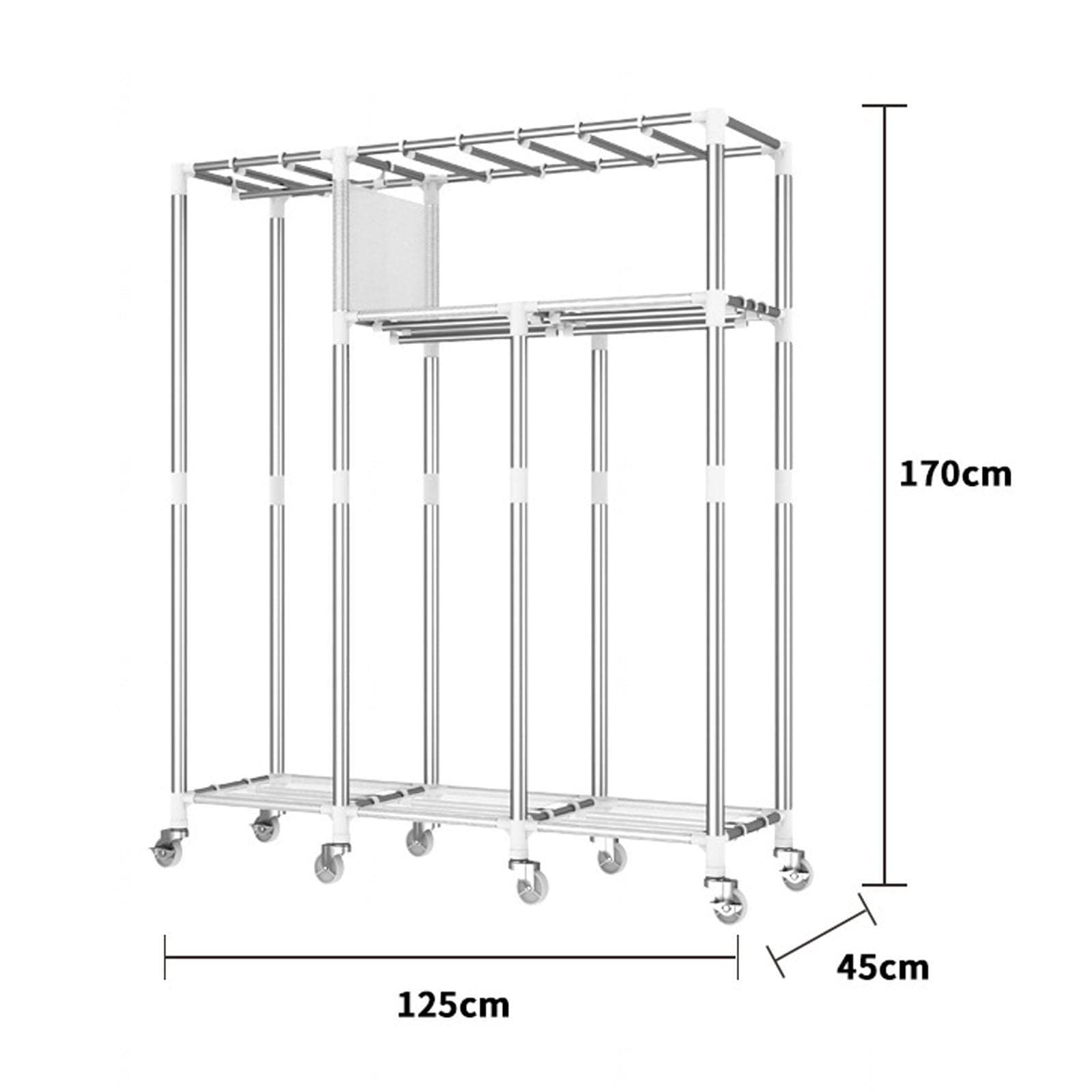 Guardaroba, Guardaroba Portatile in Tela con Asta Appendiabiti, Organizzatore per Armadio in Tessuto per Camera da Letto, Soggiorno,A-125x45x170cm