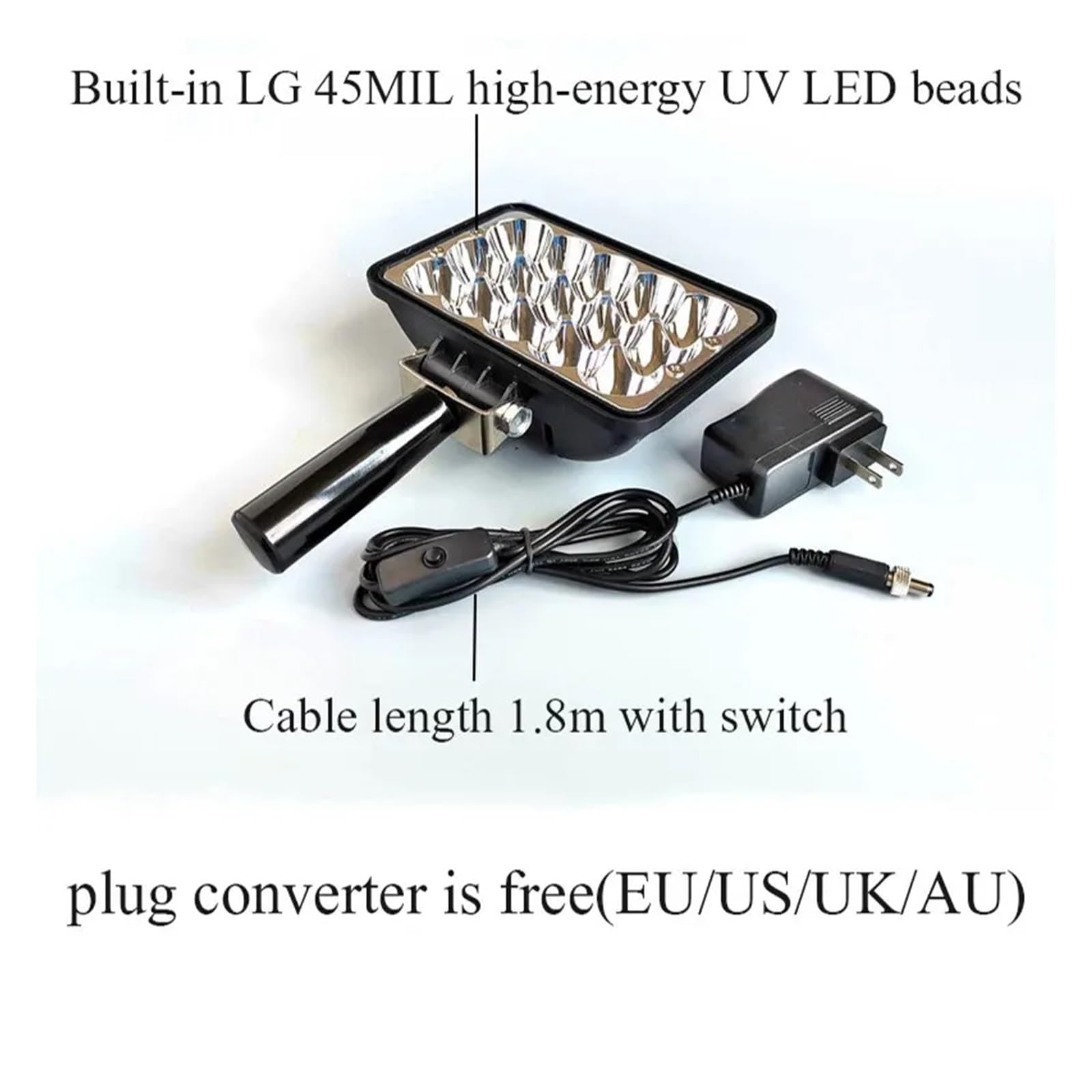 Lámpara de curado UV de 300 W, luz LED Ultravioleta de 405 NM, 365 NM y 395 NM. Adhesivo UV, Resina de Aceite Verde, epoxi, impresión 3D, Soldadura, OCA, detección de Grietas.(395 NM)