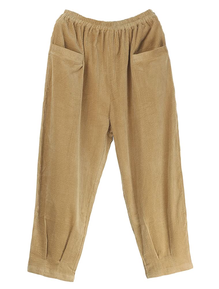 FTCayanz Pantalon Femme Taille Élastiqué Carotte Baggy Pants Élégante Vintage Velours côtelé Trousers avec Poches