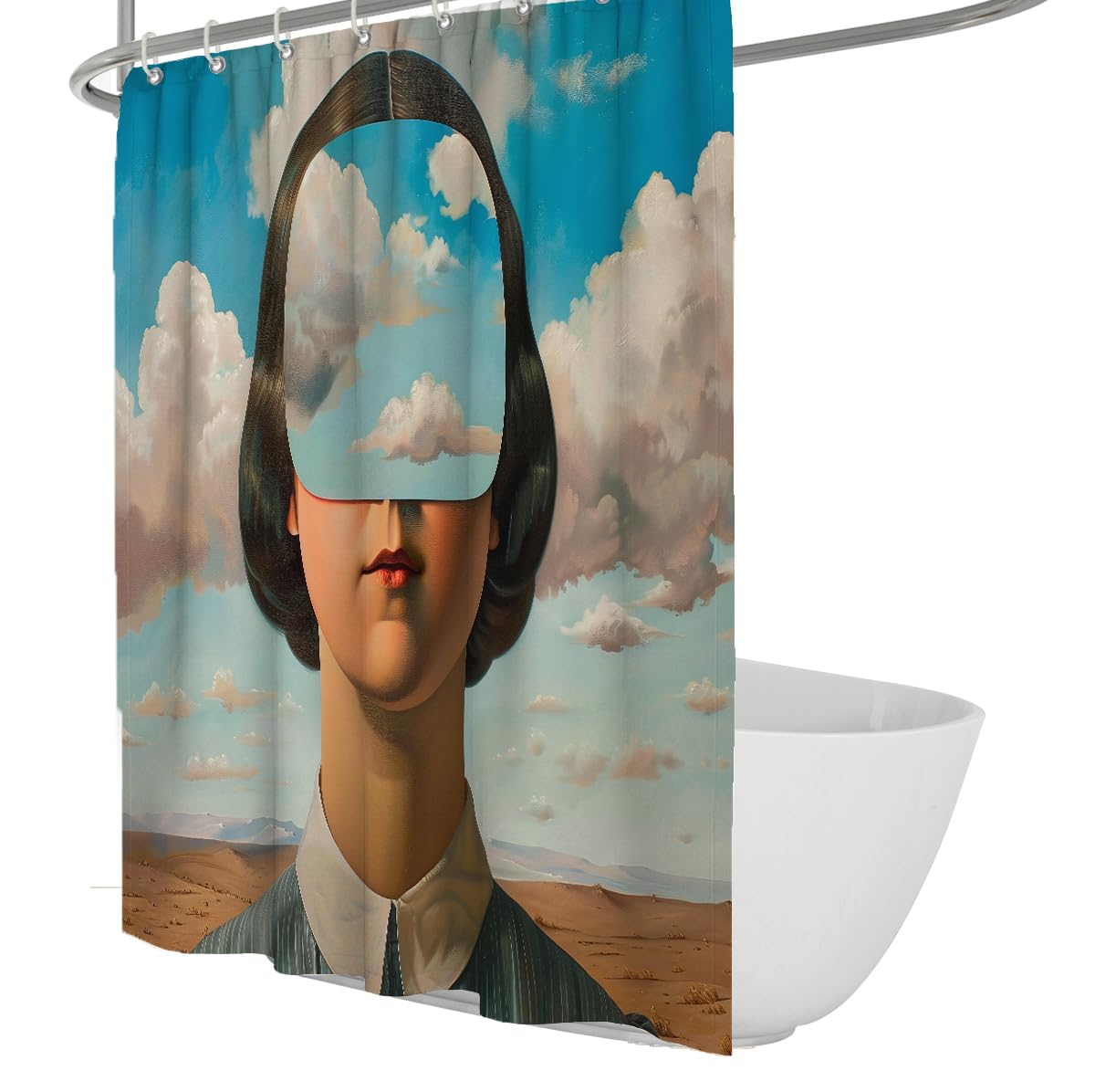 OLLIAR Home Funny Shower Curtain 150x180 Fantasy View Surrealist Woman Shower Curtains for Bathroom Decor Fabric Polyester Waterproof Bath Curtain with Hooks
