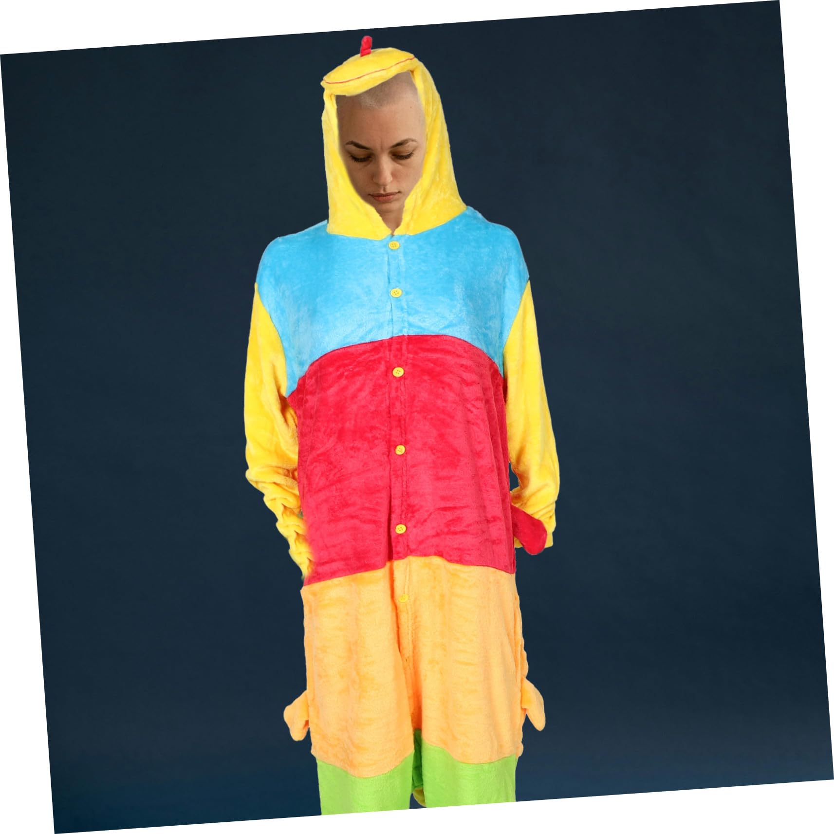 Flanell Schlafanzug Raupe Onesie für Erwachsene Bunte Cartoon Schlafbekleidung Winter Weiche Kuschelmode für Halloween Party und Gemütliches Zuhause