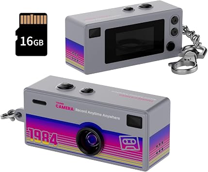Mini Keychain Digital Camera, 1080P HD Video Recorder, Mirco Thumb Camera, Digicam,Video Recording,Bag Charm for Vlog Kids Adult Students Grey