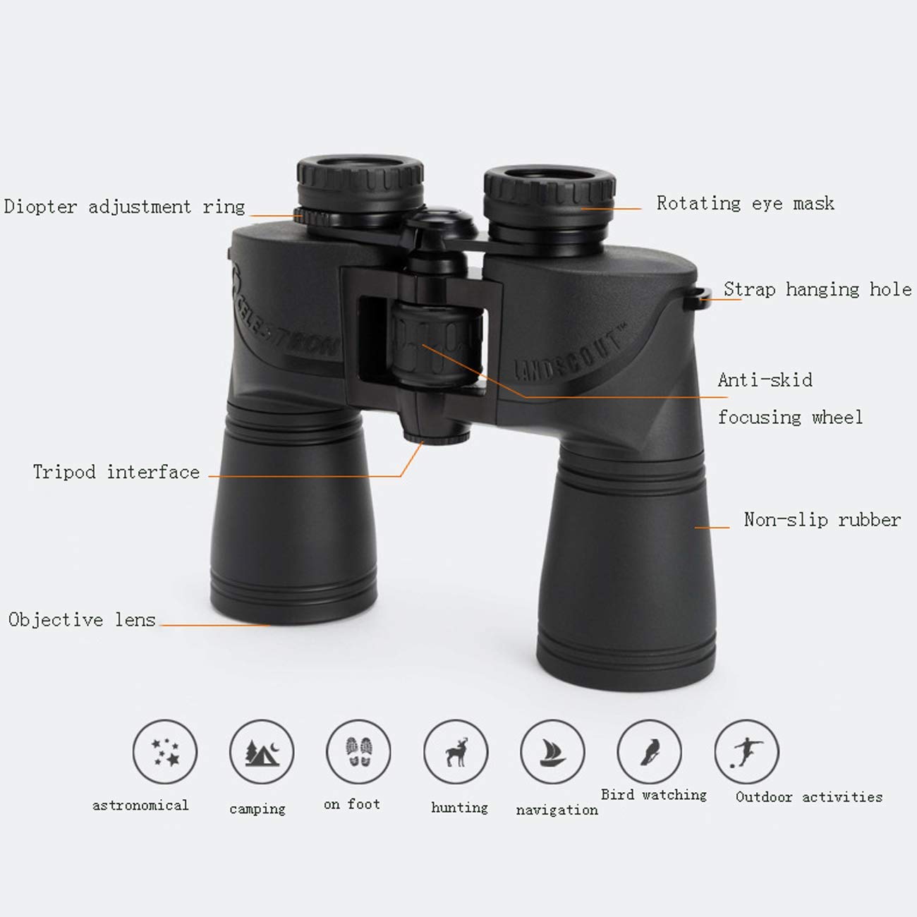 Binocolo 10 X 50 Telescopio Portatile Binocolo Leggero Impermeabile Telescopio per Fotografia con Telefono Cellulare Adatto per Adulti e Bambini Astronomia all'aperto Viaggi Arrampicata Nero
