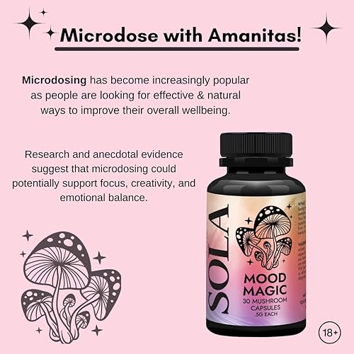 Miniatura 2 de Mood Magic - Cápsulas de hongos microdosis, apoyo calmante natural, apoyo para dormir, fórmula Lucid Dream, suplemento funcional de hongos (30