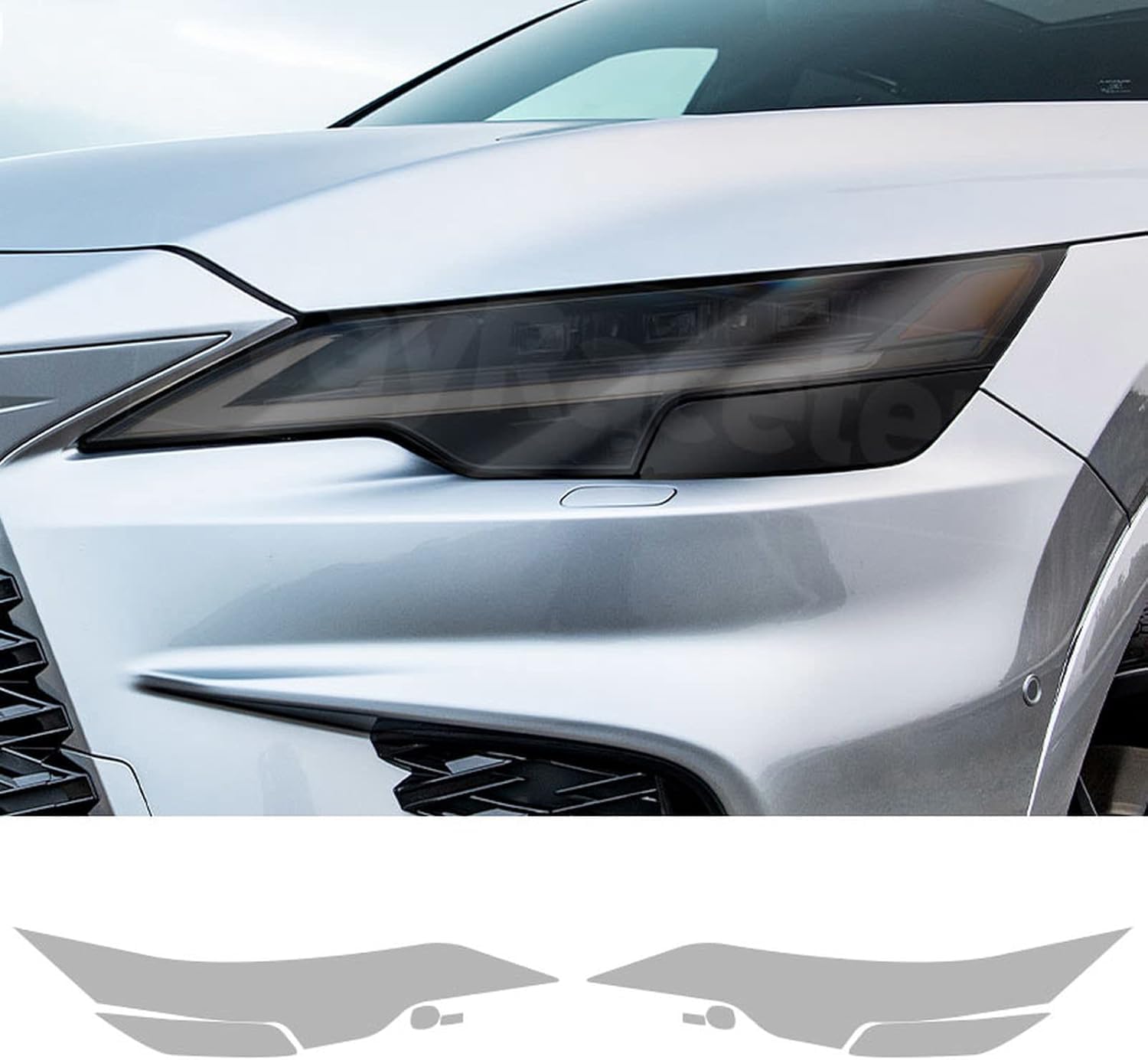 Samlng Blackened Car Front Light Film For Lexus Rx 2023 2024 Rx350 450 Ala10 Alh10 Accessories 2 Pcs Car Headlight Protective Film Transparent Smoke Black Tpu Sticker