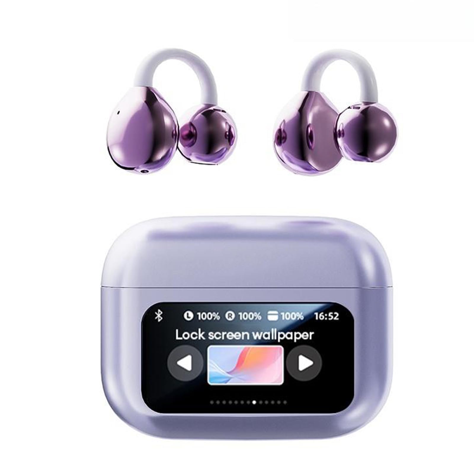 LELEBEAR M100 Clip on Ear Headphones, C02 Clip Earbuds, Open Ear Clip Headphones Wireless Earbuds Bluetooth 5.4 Sports Earphones with Wireless LED