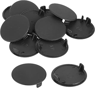 uxcell 10Pcs Hinge Hole Covers, 40mm(1-9/16") Dia Plastic Concealed Hole Cover Round Flush Type Caps for Furniture Cabinet Cupboard, Black