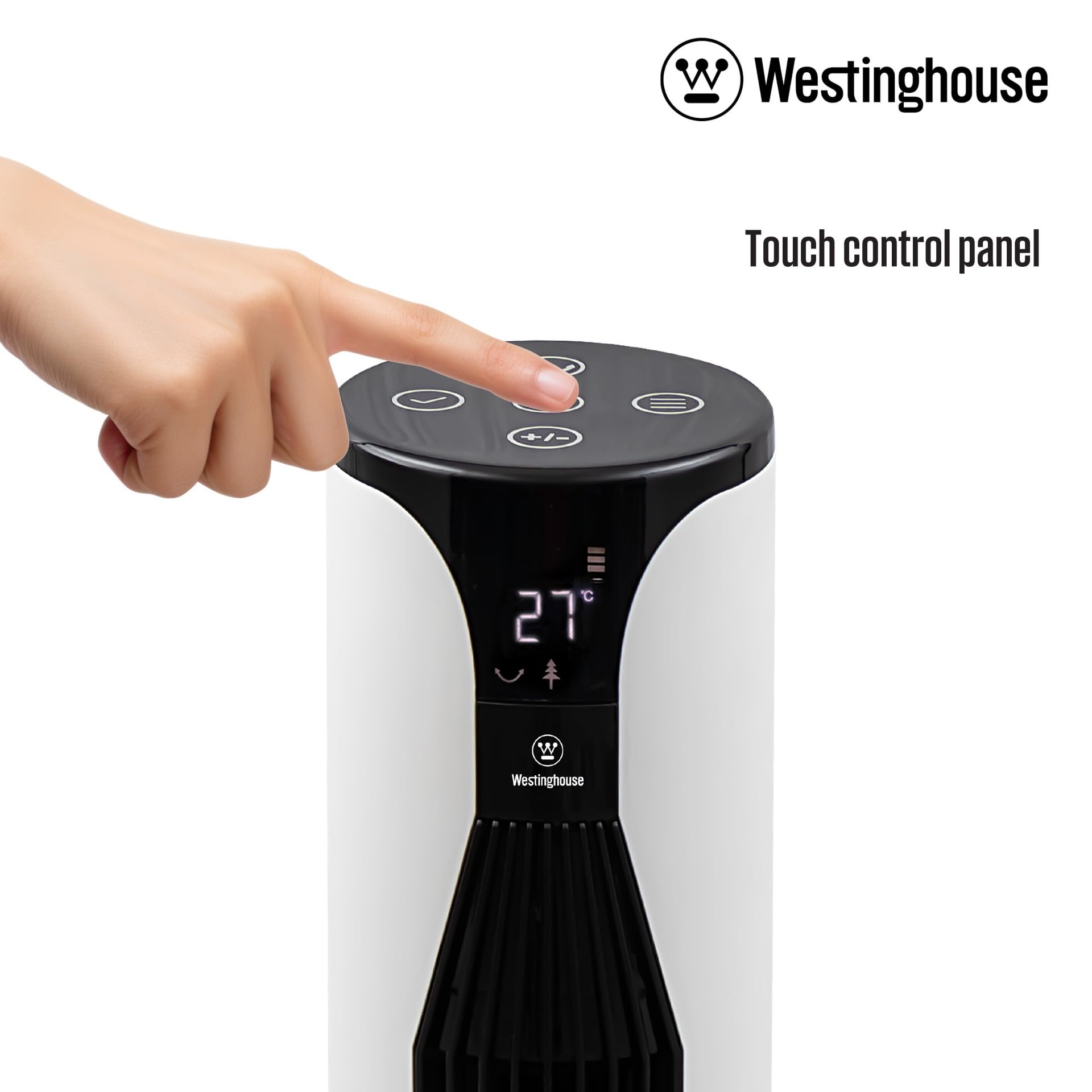 Westinghouse 42" Slim & Quiet Bladeless Tower Fan with Remote Control | Touch & LED Display | 3 Speeds + 3 Modes (Normal/Natural/Sleep) | 70° Oscillation + 12-Hour Timer | WSFTYFE4208 | 42 inches 4