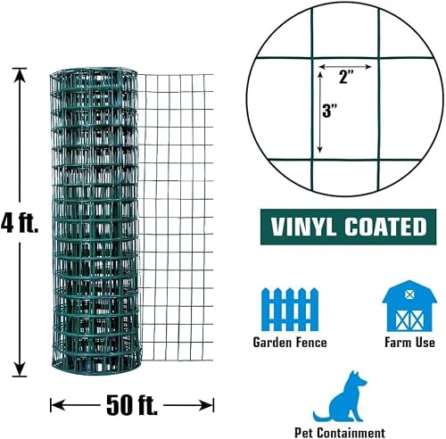 Fencer Wire 16 Gauge Green Vinyl Coated Welded Wire Mesh Size 2 inch X 3 inch - Thumbnail 3