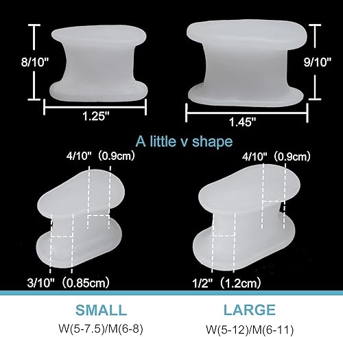 Miniatura 2 de Povihome Paquete de 10 separadores de dedos de los pies, corrector de juanetes ortesis de gel (12 pulgada de grosor) para juanetes, dedos