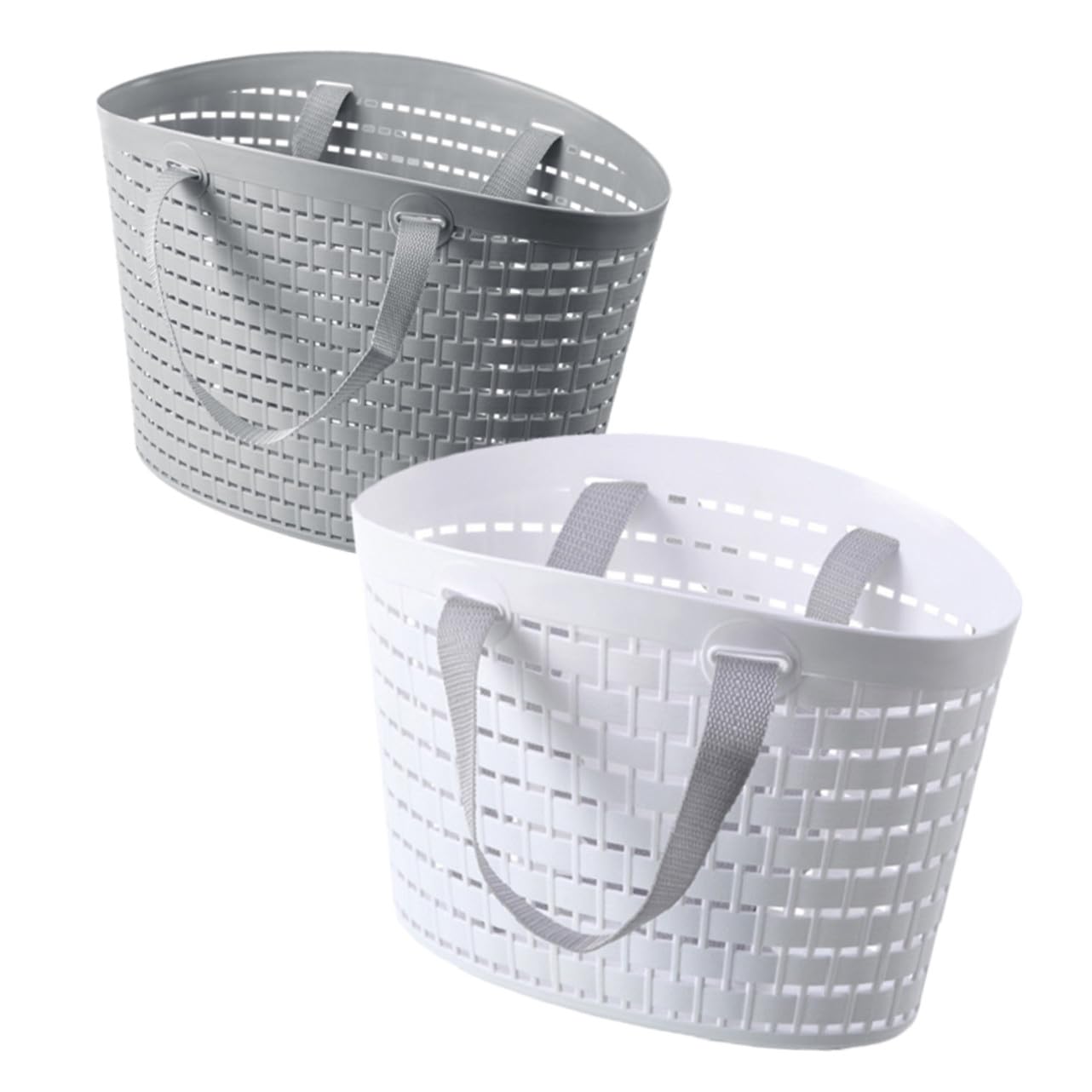2 Stück Plastik Wäschekorb mit Ablauflöchern Langlebiger Aufbewahrungskorb mit Tragegriff Wasserabfließender Organizer für Badezimmer Wäsche Haushaltsraum Praktisch und Robust
