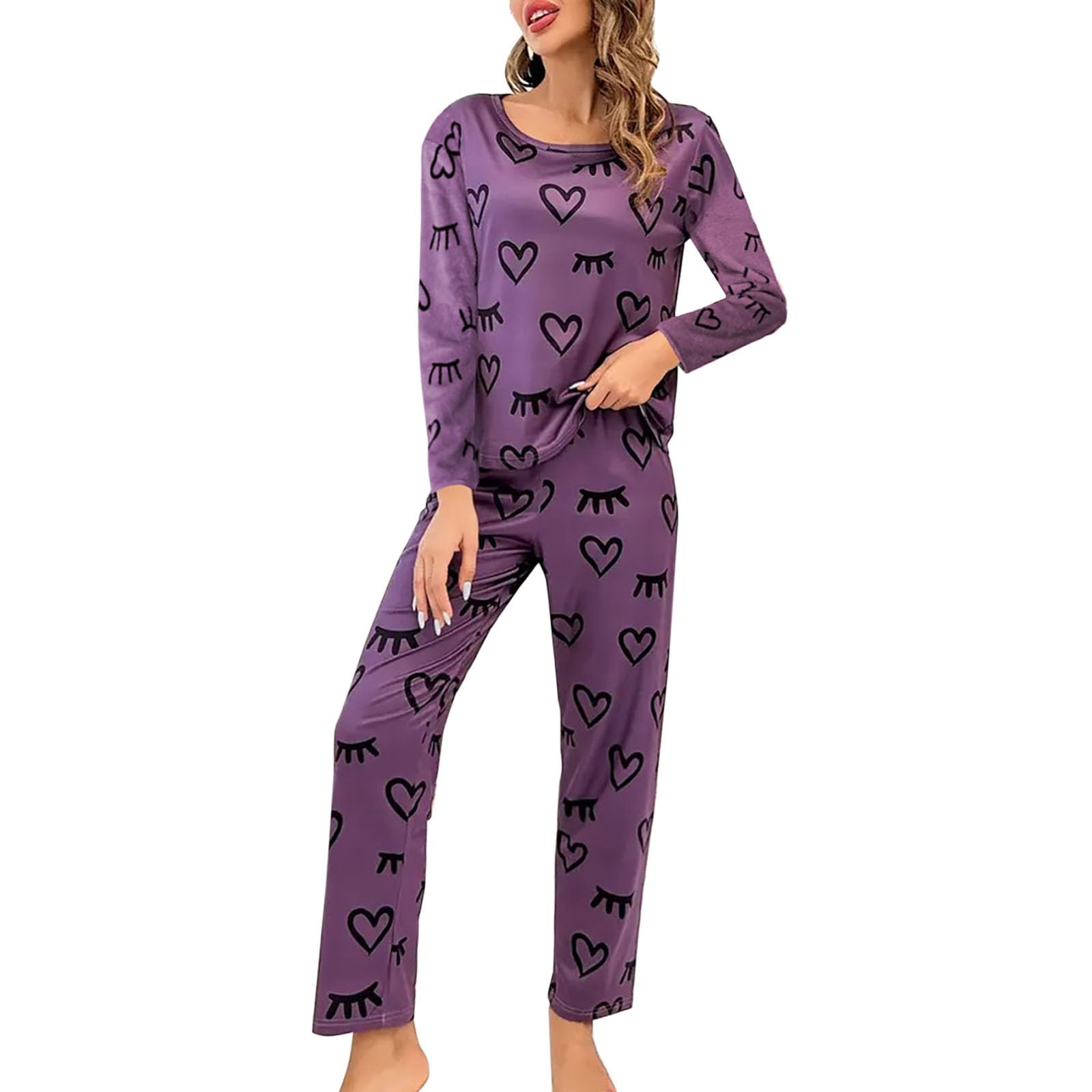 Completo pigiama da donna, vestibilità casual, 2 pezzi
