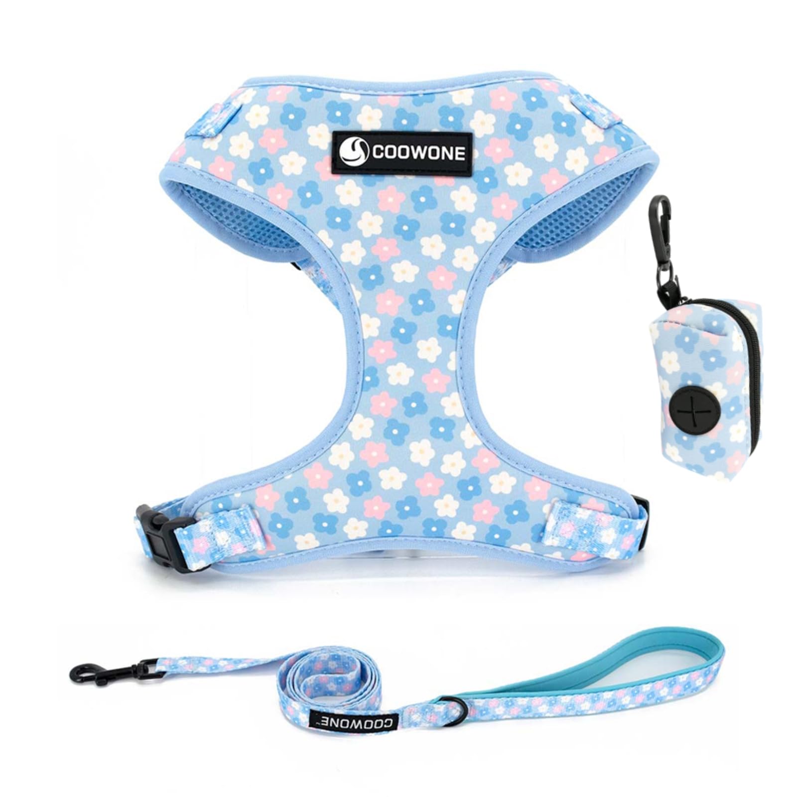 Dog Harness and Leash, Poop Bag Holder 3 Sets, Easy Walk No Pull Adjustable Puppy Cat Vest Harness with Soft Mesh Padded, Pet Supplies for Extra-Small/Small Medium Dogs Kitten — image 1