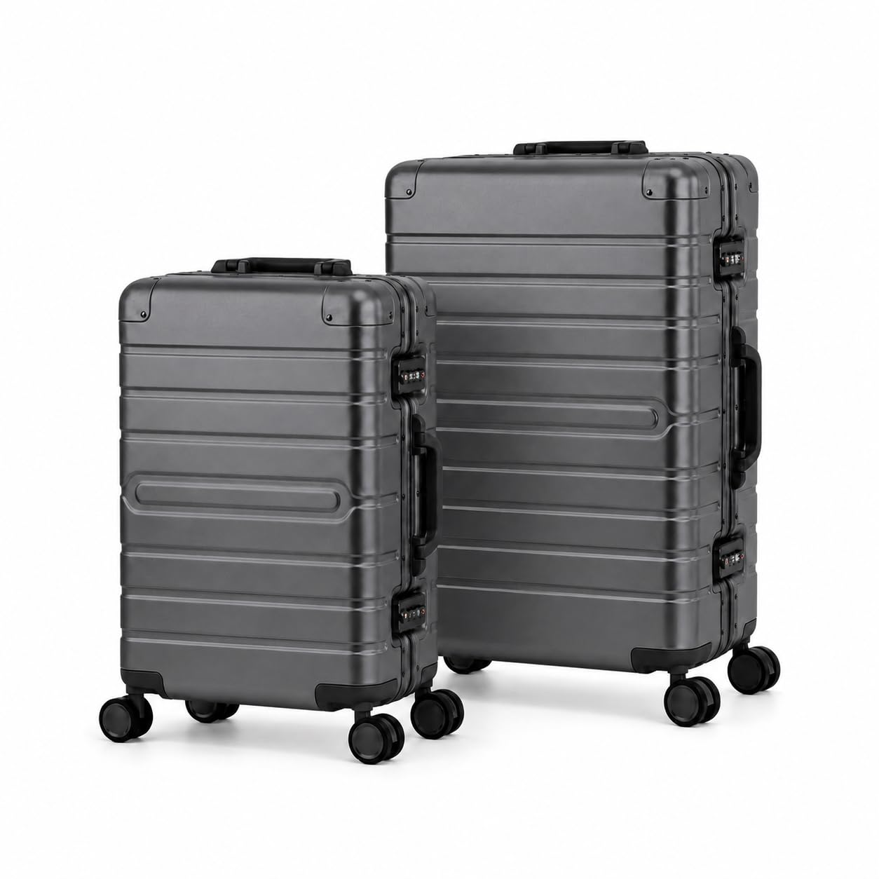 Travelhouse Oslo T6005 walizka podróżna z aluminium w różnych rozmiarach i kolorach, kolor grafitowo-szary, zestaw do ręcznej walizki i walizki średniej, zestaw waliz