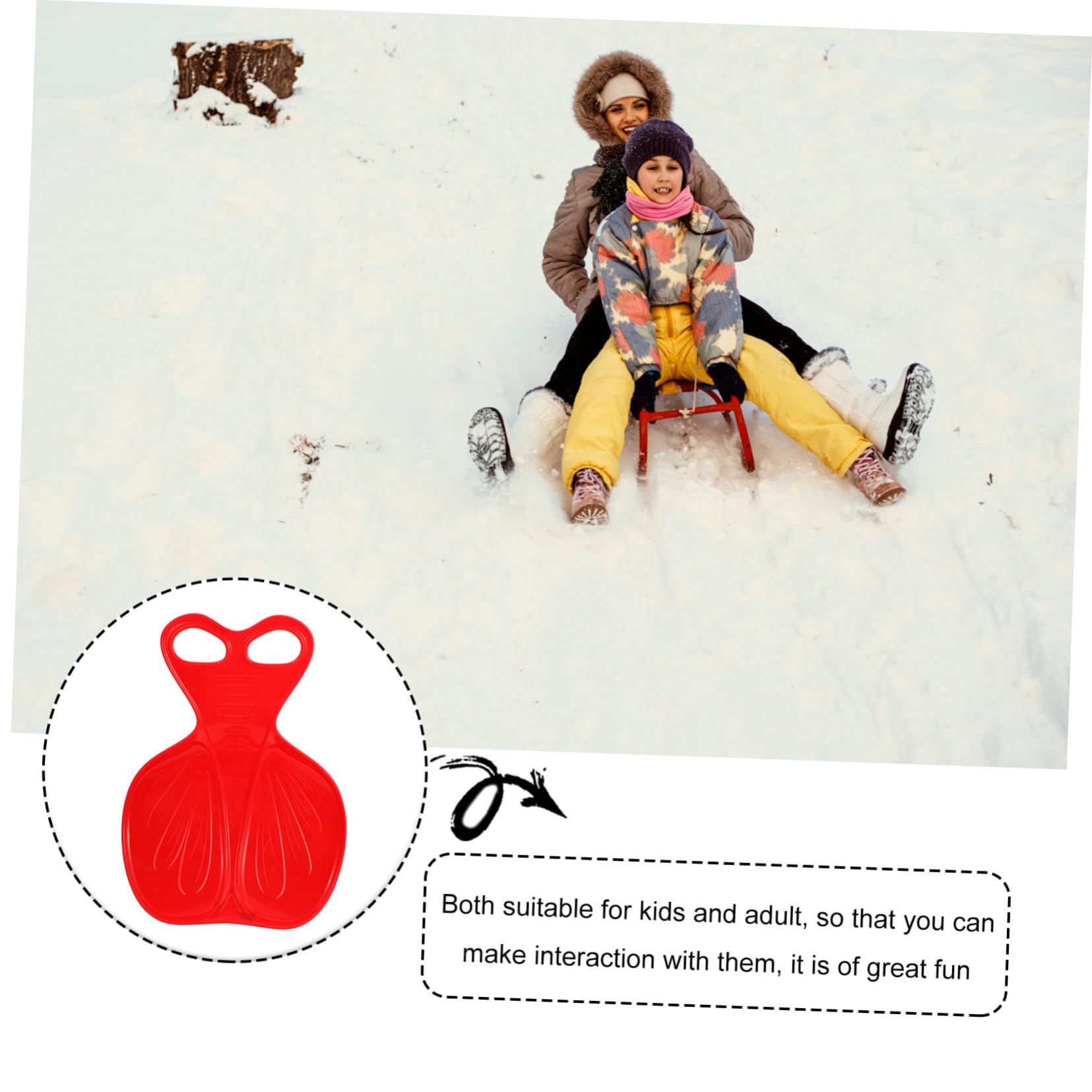 Yardwe Ski Sled Grass Skiing Board Bum Slider Seat Safe for Boys and Girls Sturdy Design Random Color