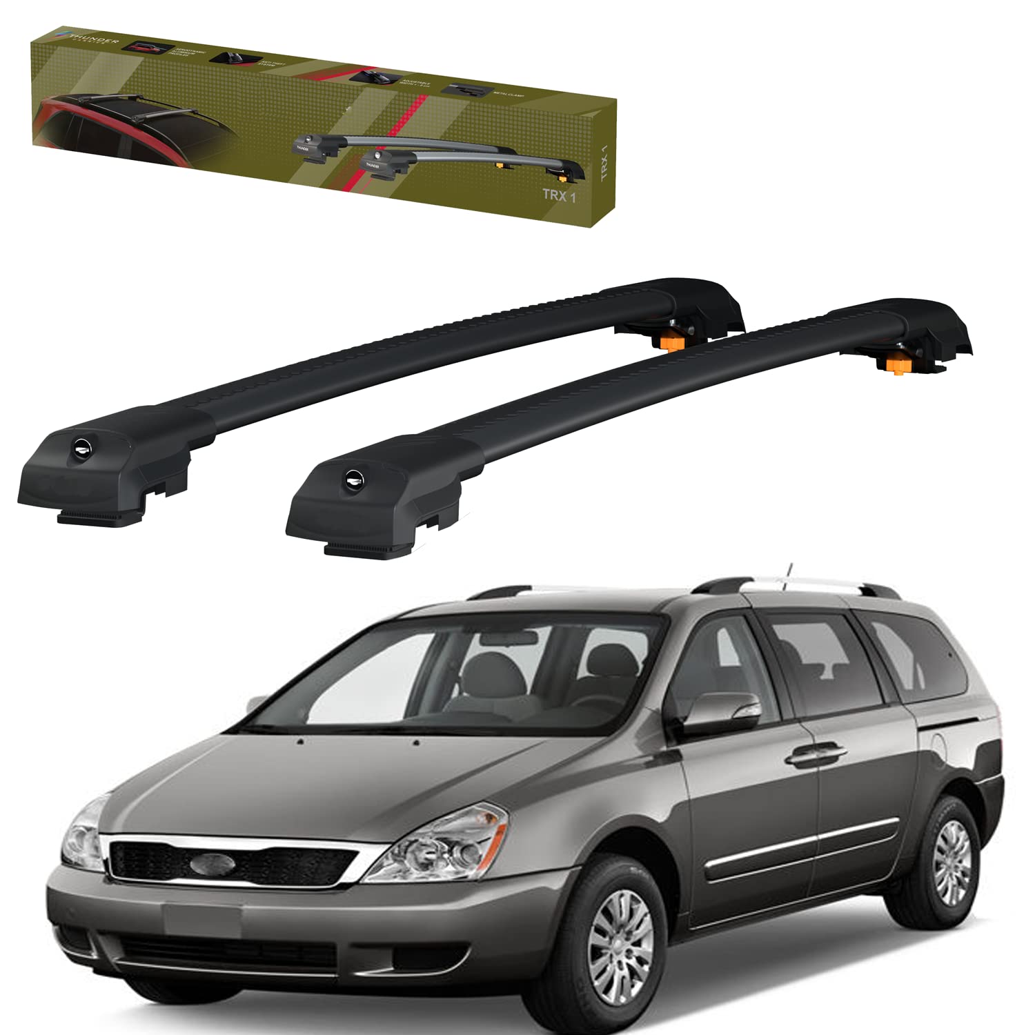 Catch USA Car Roof Rack Cross Bars for Kia Carnival Mohave Sedona Soul with Lock 2006-2023 Aluminum Cross Bar for Rooftop Cargo Luggage Kayak Canoe Bike Snowboard (Black, Sedona 2006-2014)
