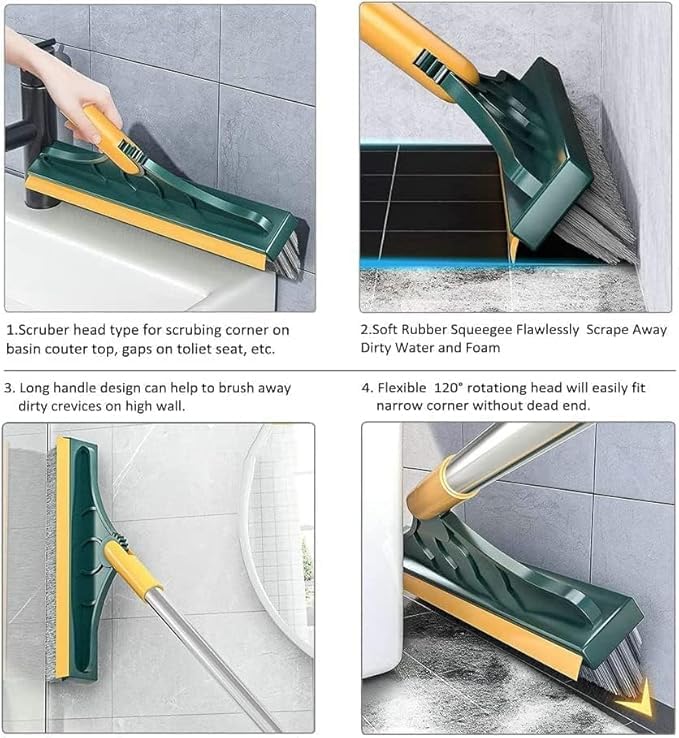 BELARO 3 in 1 Toilet Brush With Wiper - Upgraded Bathroom Cleaning Brush With Long Handle, 180° Rotate Floor Cleaning Brush, Cleaning Accessories 2