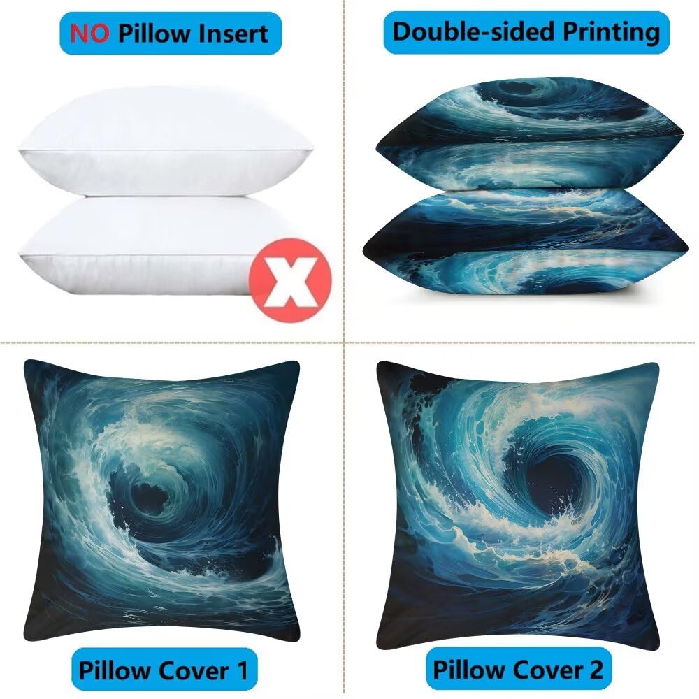 Federe Cuscini Divano 60x60 cm Federe Morbido Copricuscini Blu in Velluto, 2 Pezzi Copri Cuscini per Divano Moderno Quadrati Decorativi Federa Cuscino Onde per Camera da Letto Soggiorno (IU19)