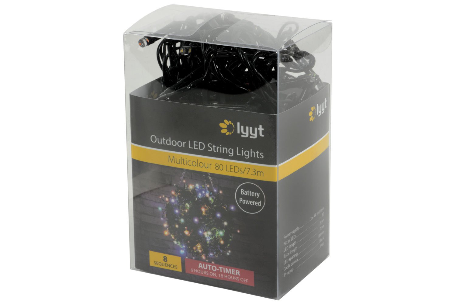 80 LED Battery String Light Multicolour