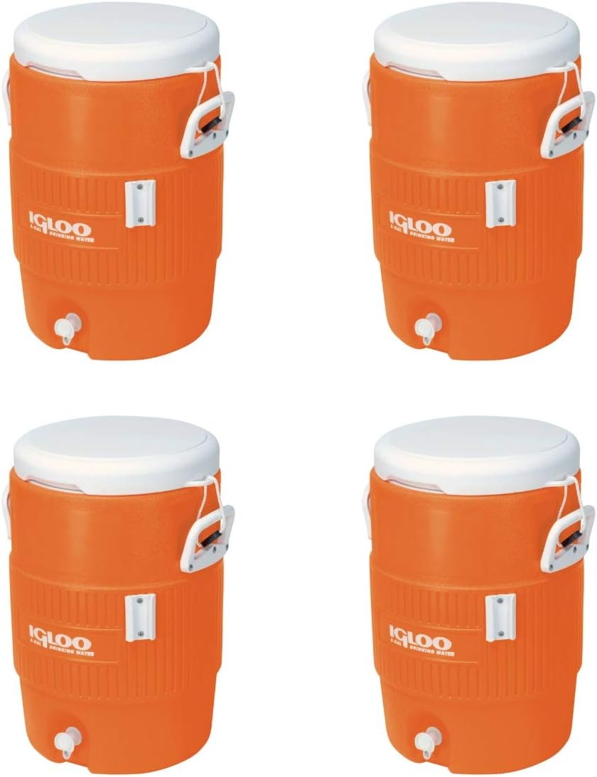 Igloo 5-Gallon Heavy-Duty Beverage Cooler, Orange - 4-Pack