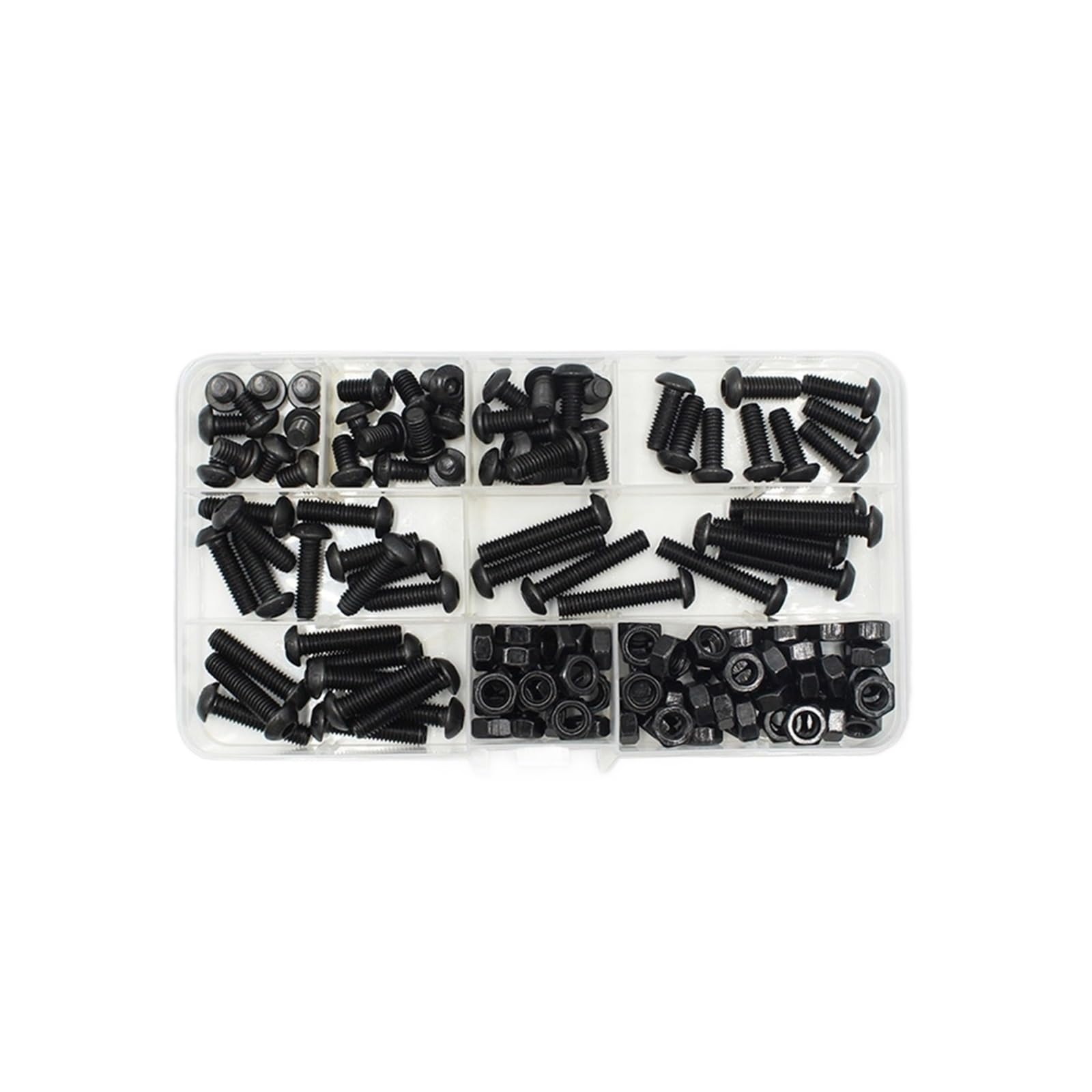 2510 Pcs M2 M2.5 M3 M4 M6 Hex Socket Round Button Head Screws, Nuts and Washers Kit, Grade 10.9 ISO7380 Allen Drive Fasteners Assortment(M6 142pcs)