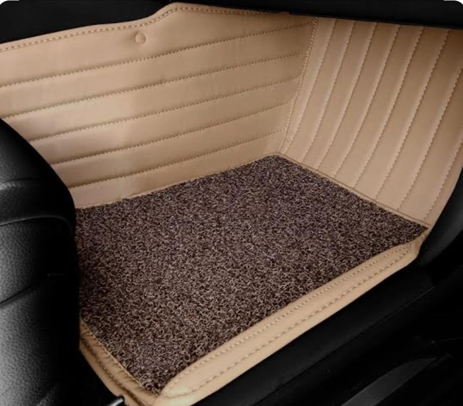 Image of MINANSH 9D Premium Leatherette Car Foot Mat Luxurious & Elegant Look | 100% Waterproof and Dust Proof | Custom Fitted 9D Car Floor Tray Mat for Tata Harrier EV 2026 (Full Beige)