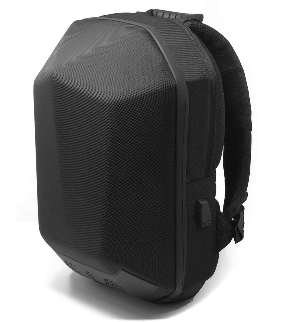 GDM SPECTER motorcycle backpack - hard-shell water-resistant gear bag with USB charging port