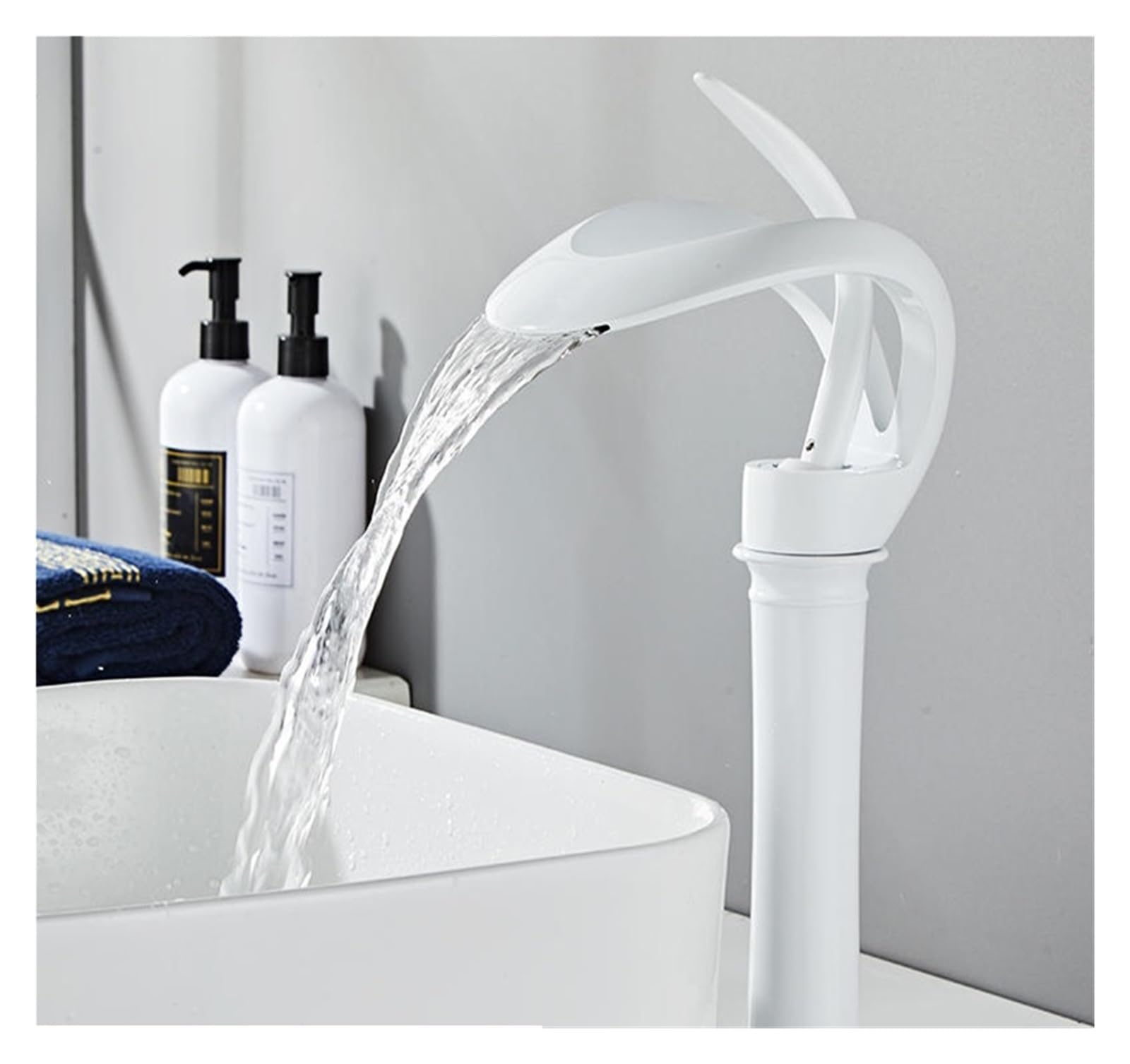 Robinet de lavabo surélevé blanc mitigeur en laiton pour éviter les éclaboussures